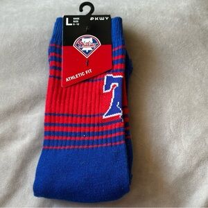 Philadelphia Phillies Red and Blue Athletic Socks Size L Brand New